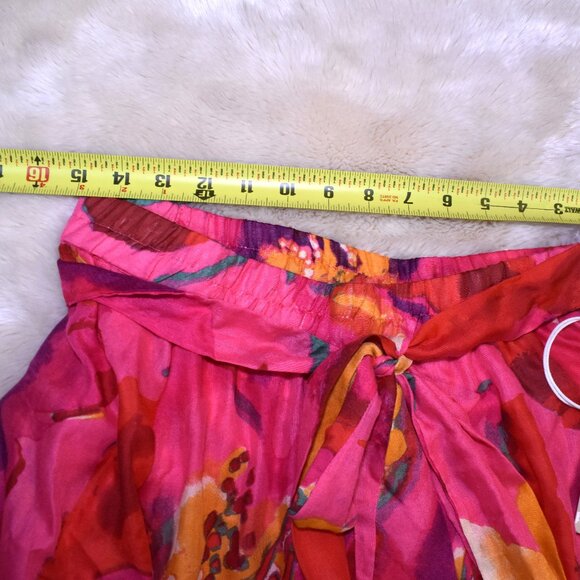 Her Destiny Hot Pink Floral Maxi Skirt XL Boho Tropical Resort Chic, Flowy - Picture 9 of 11